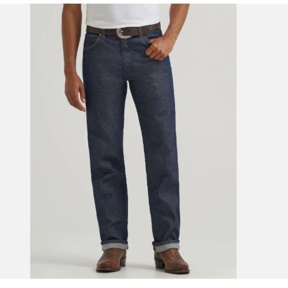 Wrangler13MWZ W38 L34 Men's Jeans Cotton Selvedge Denim Broken Twill Dark Indigo - Picture 3 of 16